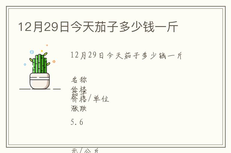 12月29日今天茄子多少钱一斤