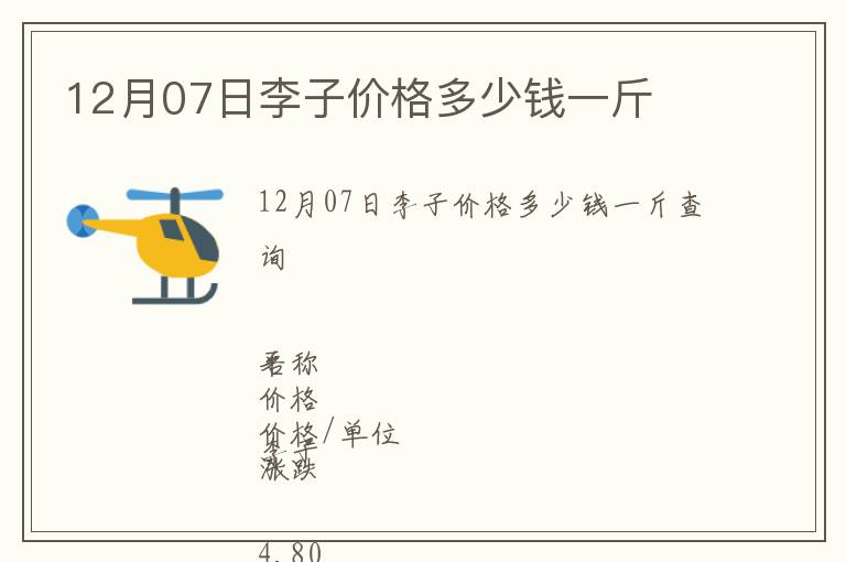 12月07日李子价格多少钱一斤