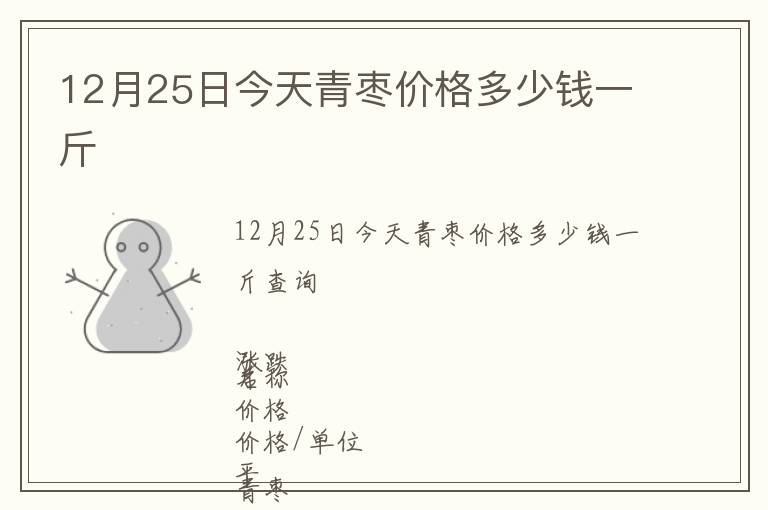 12月25日今天青枣价格多少钱一斤