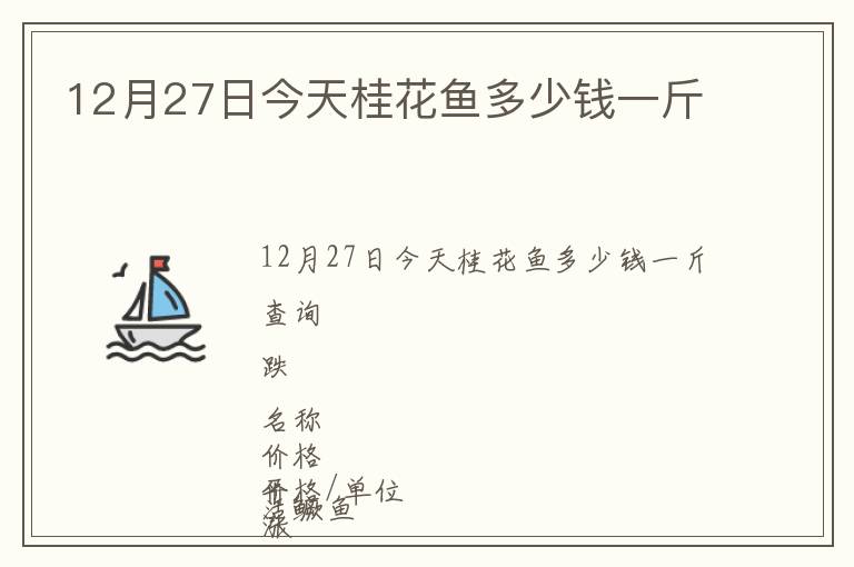 12月27日今天桂花鱼多少钱一斤