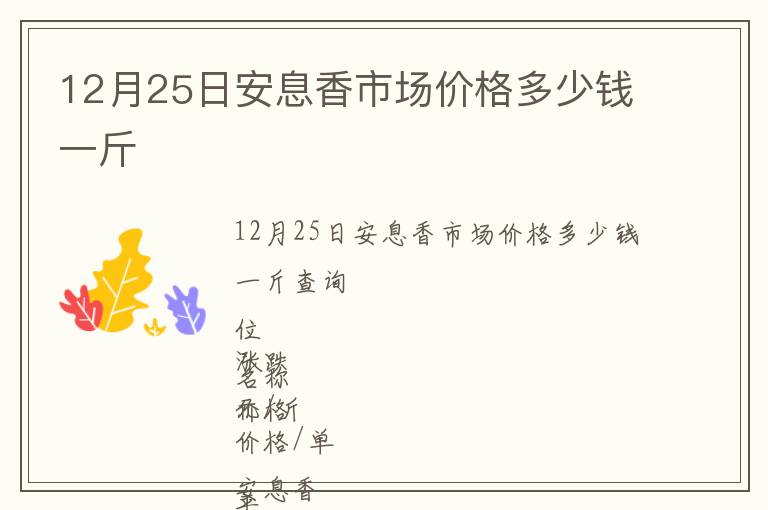 12月25日安息香市场价格多少钱一斤