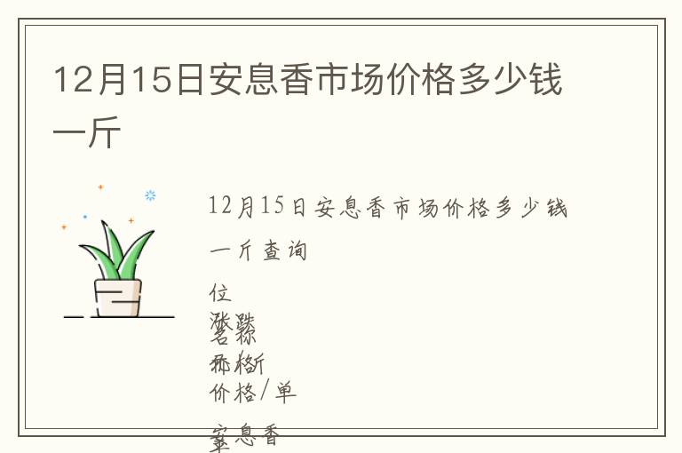 12月15日安息香市场价格多少钱一斤