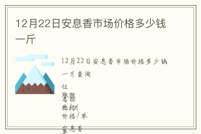 12月22日安息香市场价格多少钱一斤