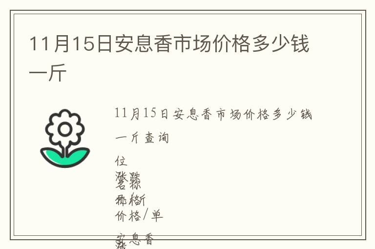 11月15日安息香市场价格多少钱一斤