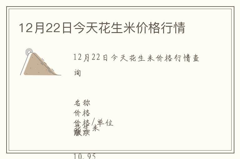 12月22日今天花生米价格行情