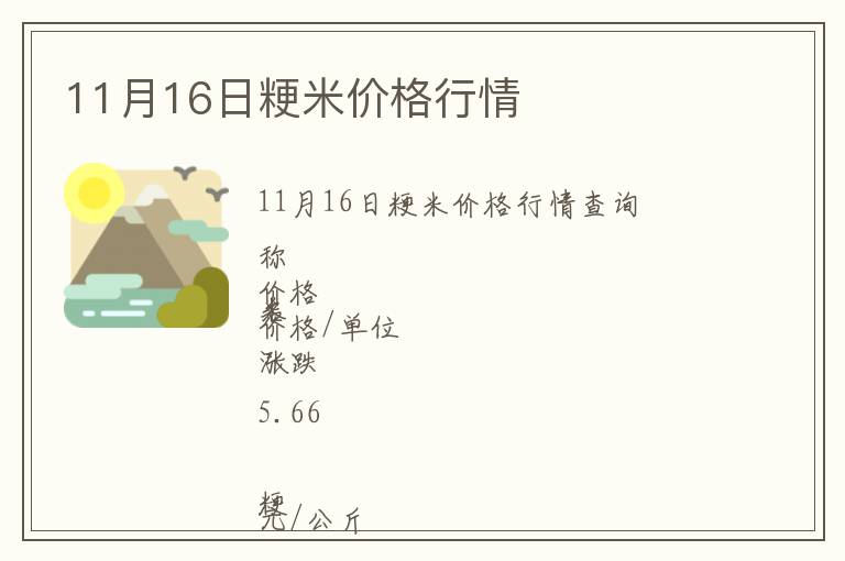 11月16日粳米价格行情