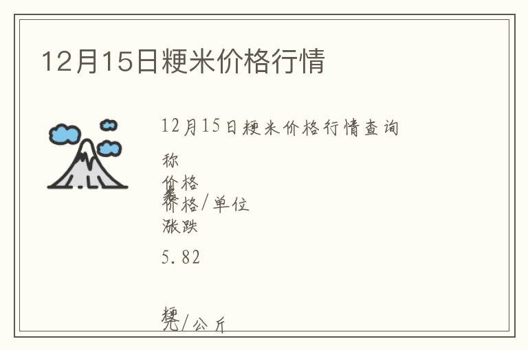12月15日粳米价格行情