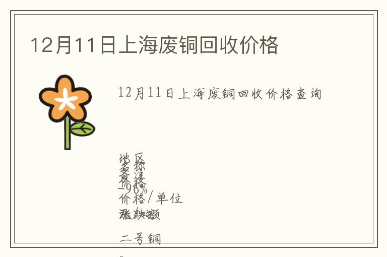 12月11日上海废铜回收价格