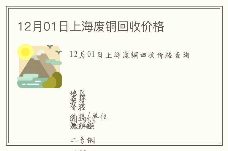 12月01日上海废铜回收价格