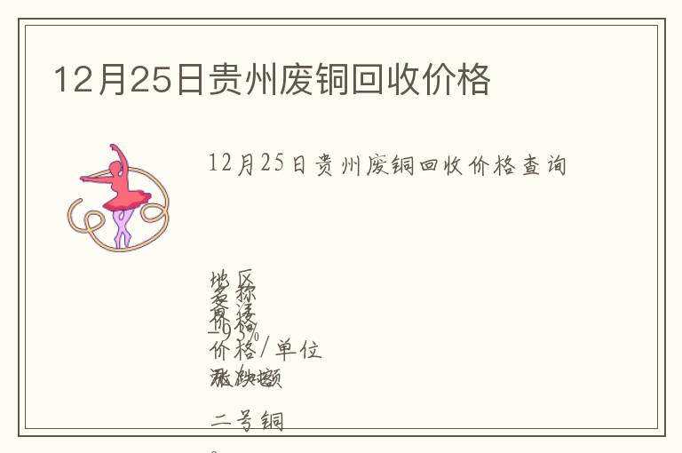 12月25日贵州废铜回收价格