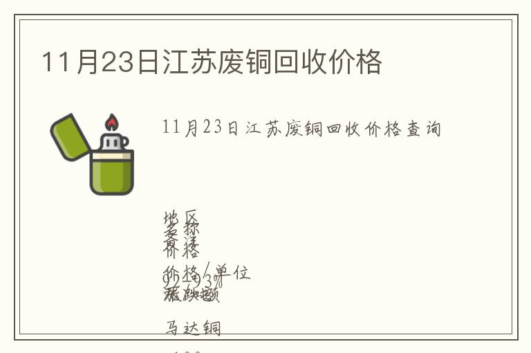 11月23日江苏废铜回收价格