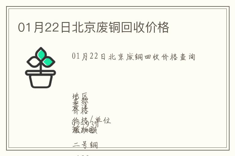 01月22日北京废铜回收价格