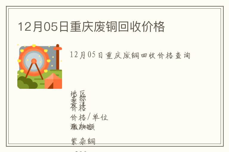 12月05日重庆废铜回收价格