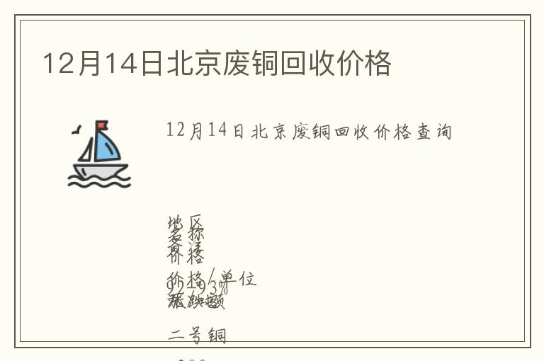 12月14日北京废铜回收价格