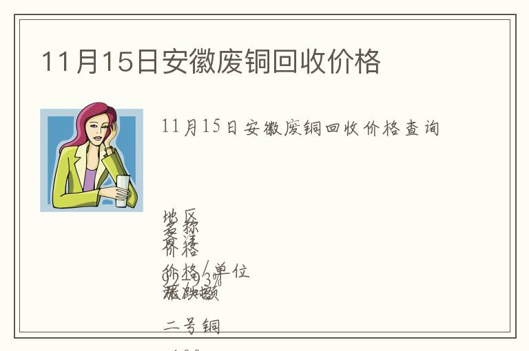 11月15日安徽废铜回收价格