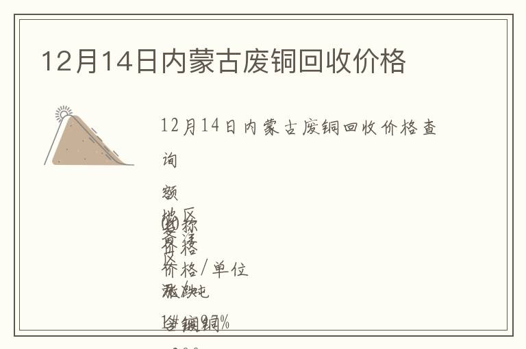 12月14日内蒙古废铜回收价格