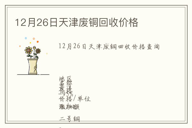 12月26日天津废铜回收价格
