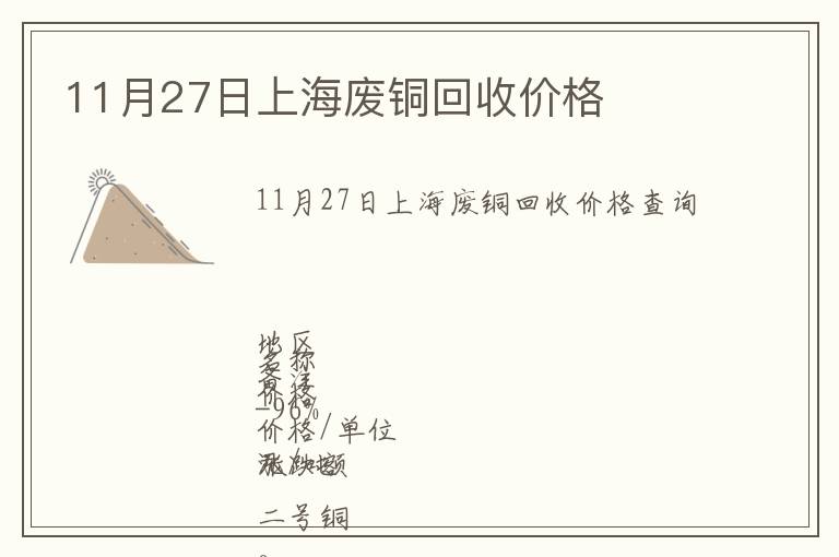 11月27日上海废铜回收价格