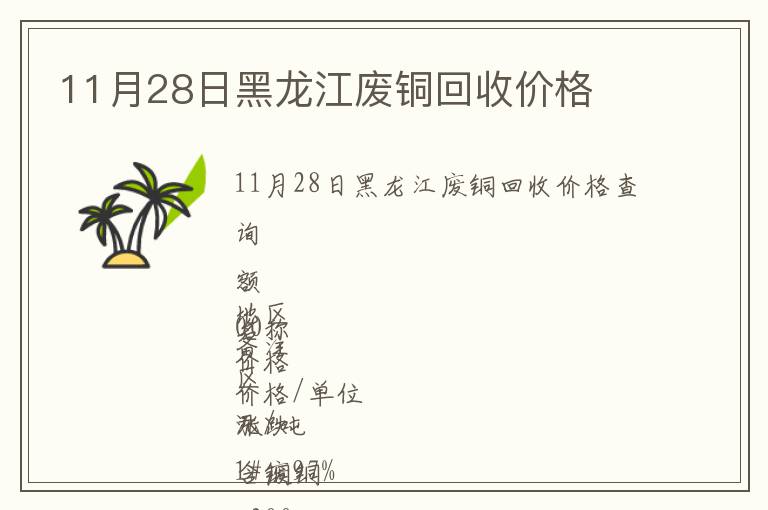 11月28日黑龙江废铜回收价格