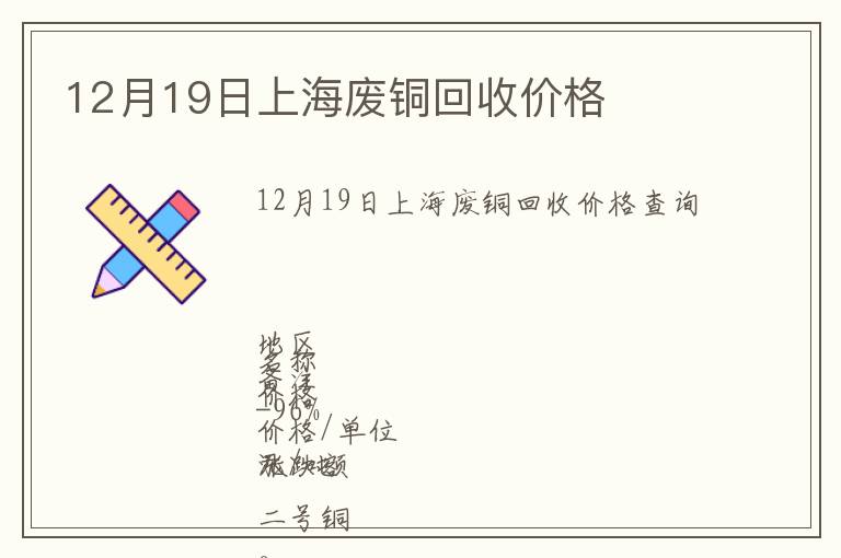 12月19日上海废铜回收价格