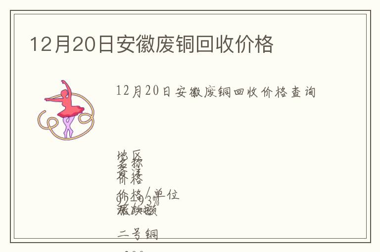 12月20日安徽废铜回收价格