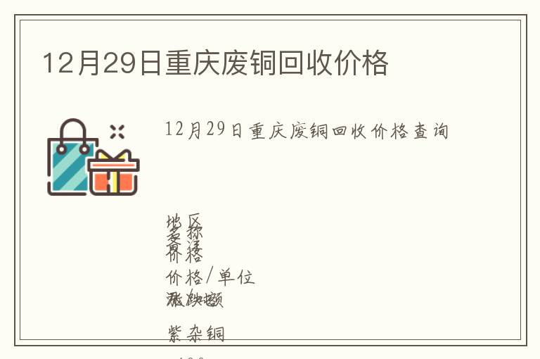 12月29日重庆废铜回收价格