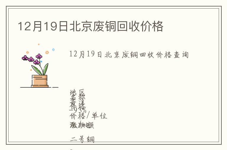 12月19日北京废铜回收价格