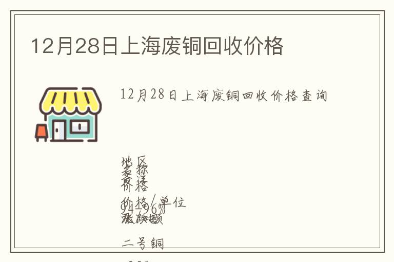 12月28日上海废铜回收价格