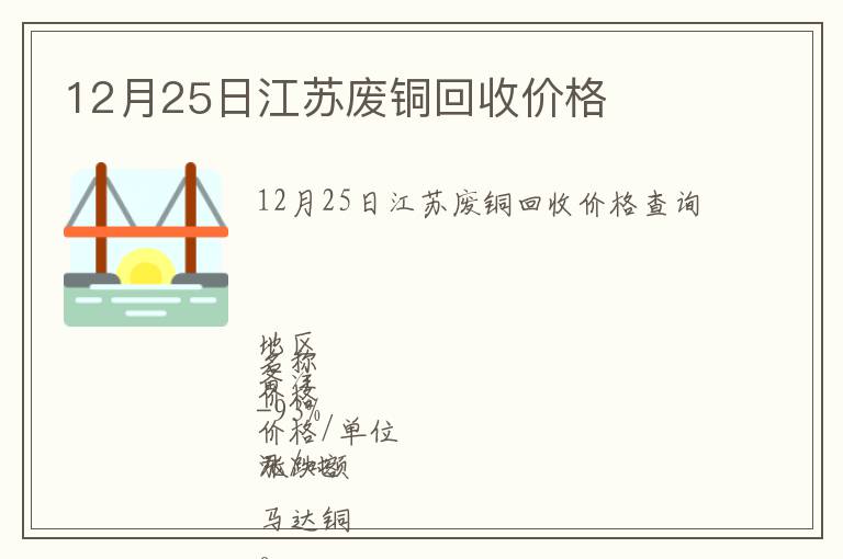 12月25日江苏废铜回收价格