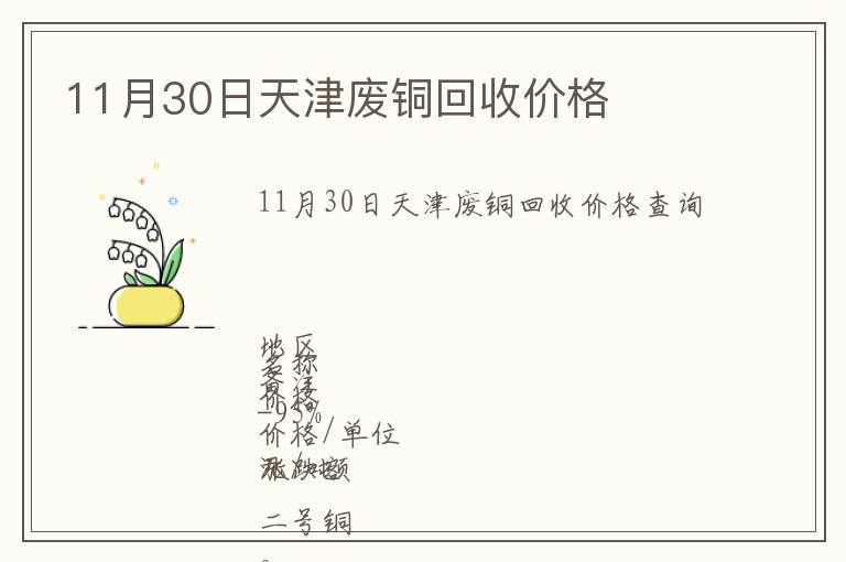 11月30日天津废铜回收价格