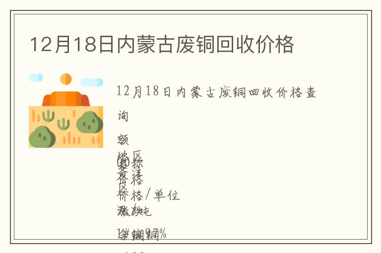 12月18日内蒙古废铜回收价格