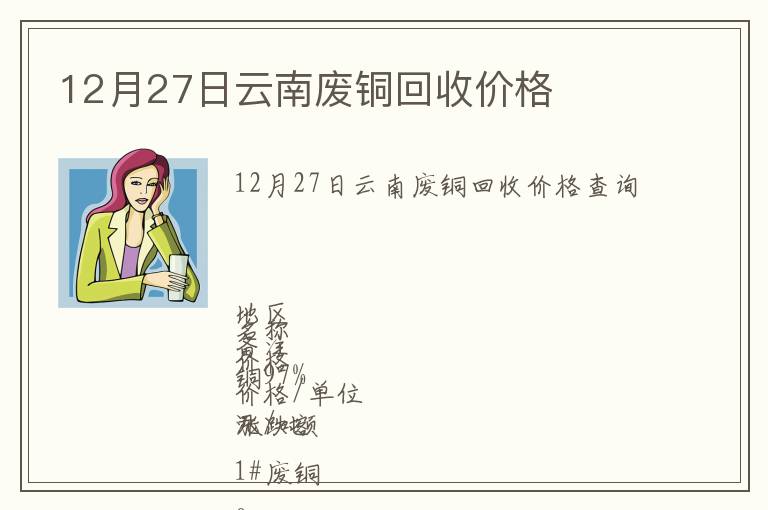 12月27日云南废铜回收价格