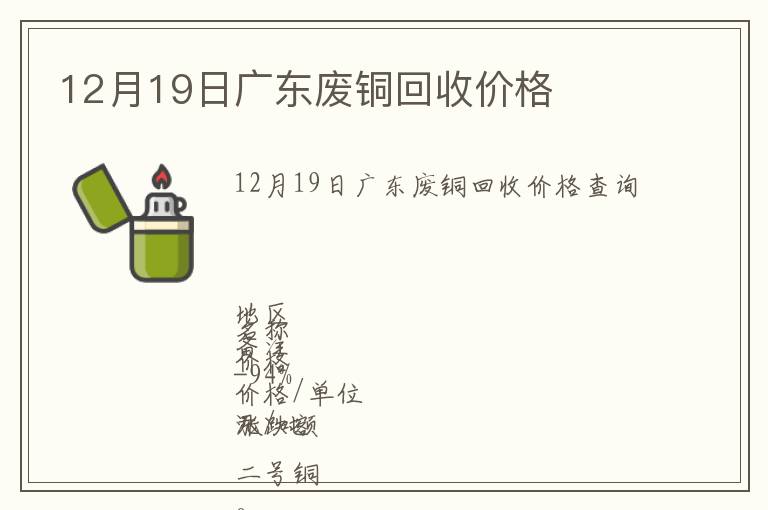 12月19日广东废铜回收价格