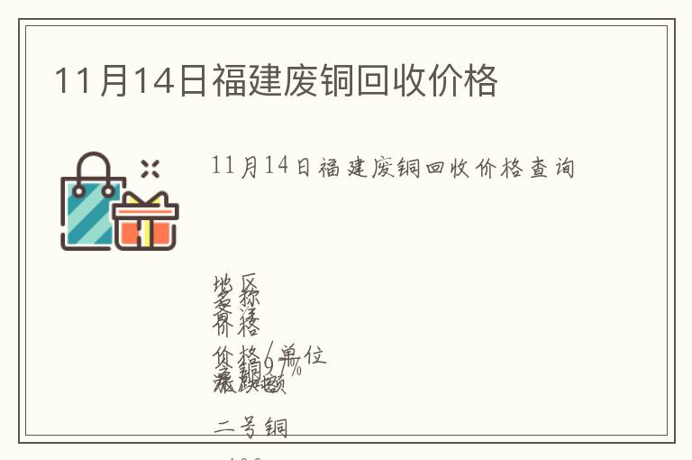 11月14日福建废铜回收价格