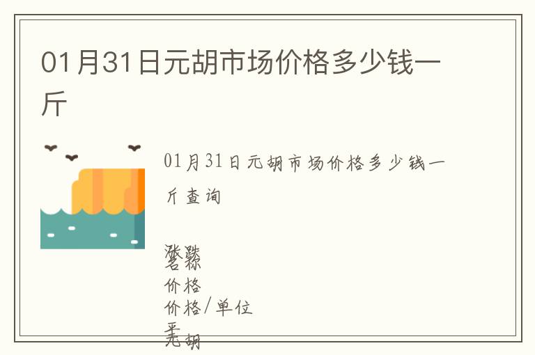 01月31日元胡市场价格多少钱一斤