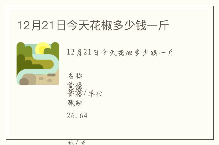 12月21日今天花椒多少钱一斤