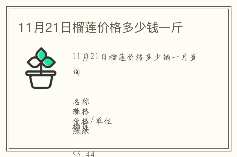 11月21日榴莲价格多少钱一斤