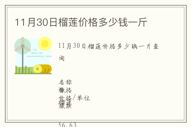 11月30日榴莲价格多少钱一斤