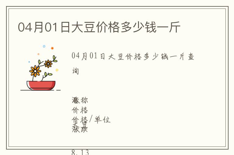 04月01日大豆价格多少钱一斤