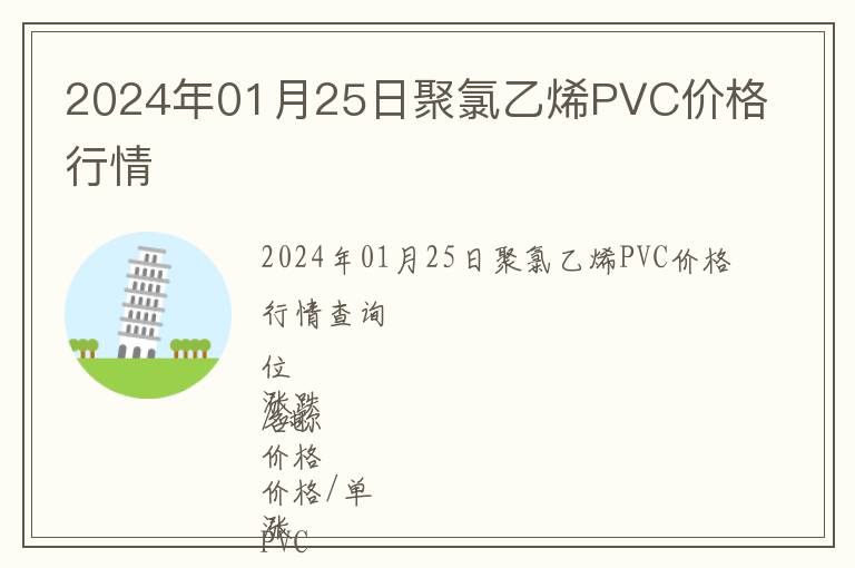2024年01月25日聚氯乙烯PVC价格行情