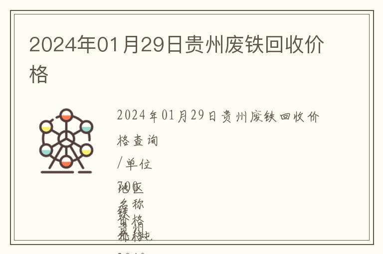 2024年01月29日贵州废铁回收价格