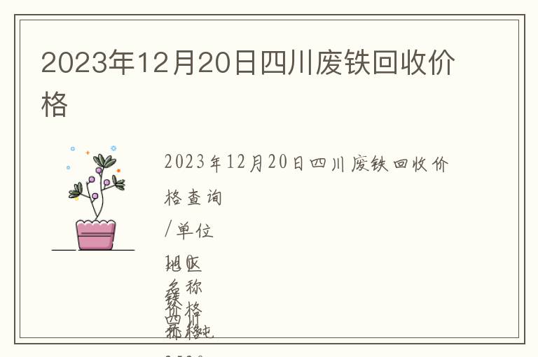 2023年12月20日四川废铁回收价格