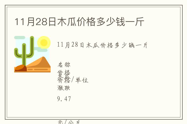 11月28日木瓜价格多少钱一斤