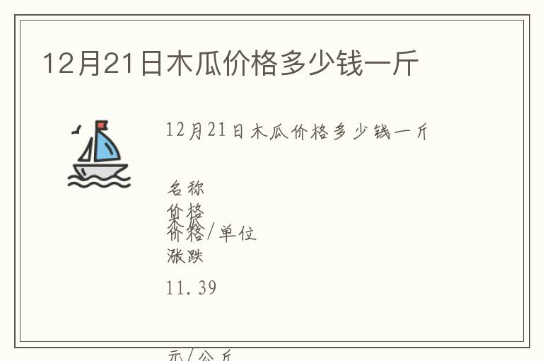 12月21日木瓜价格多少钱一斤