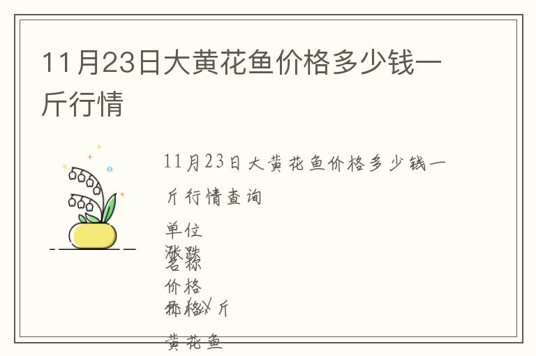 11月23日大黄花鱼价格多少钱一斤行情