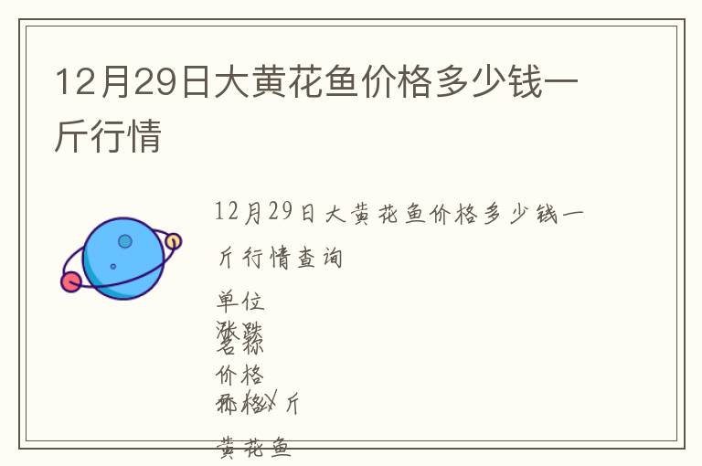 12月29日大黄花鱼价格多少钱一斤行情